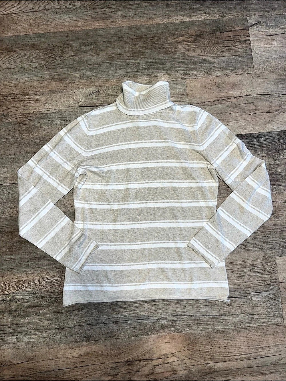 Banana Republic 100% Cotton Striped Turtleneck Sweater Size Large
